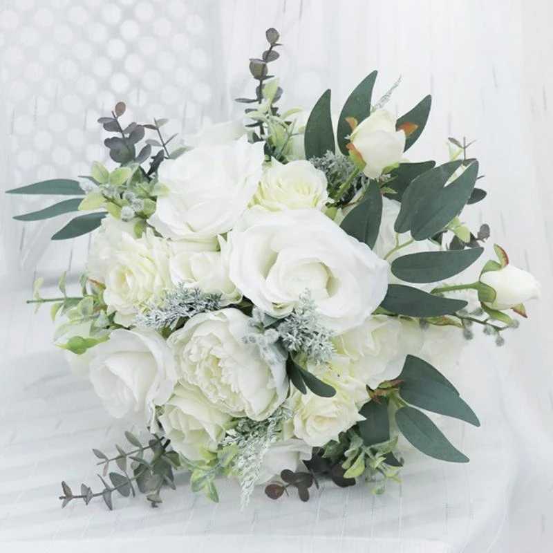 Hand Bouquet Artificial Silk Flower Ornament Holding in Hands Gift Supplies 15UB