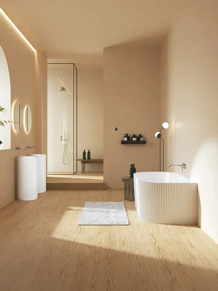 

Bathroom Independent Acrylic Bathtub Household Hotel Bed & Breakfast Wall Design Vertical Stripes Seamless Bathtub