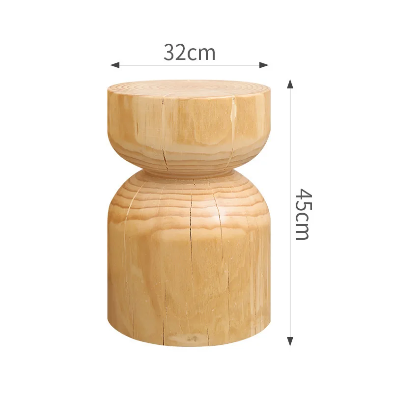Simple log stump stool solid wood round home office hotel clothing store coffee table sofa chair low ornament
