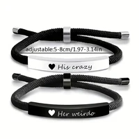 Bracelets de Couple en corde réglable, 2 pièces, en acier inoxydable, je t'aime toujours pour toujours, ensemble de Bracelets, cadeau de saint valentin 5