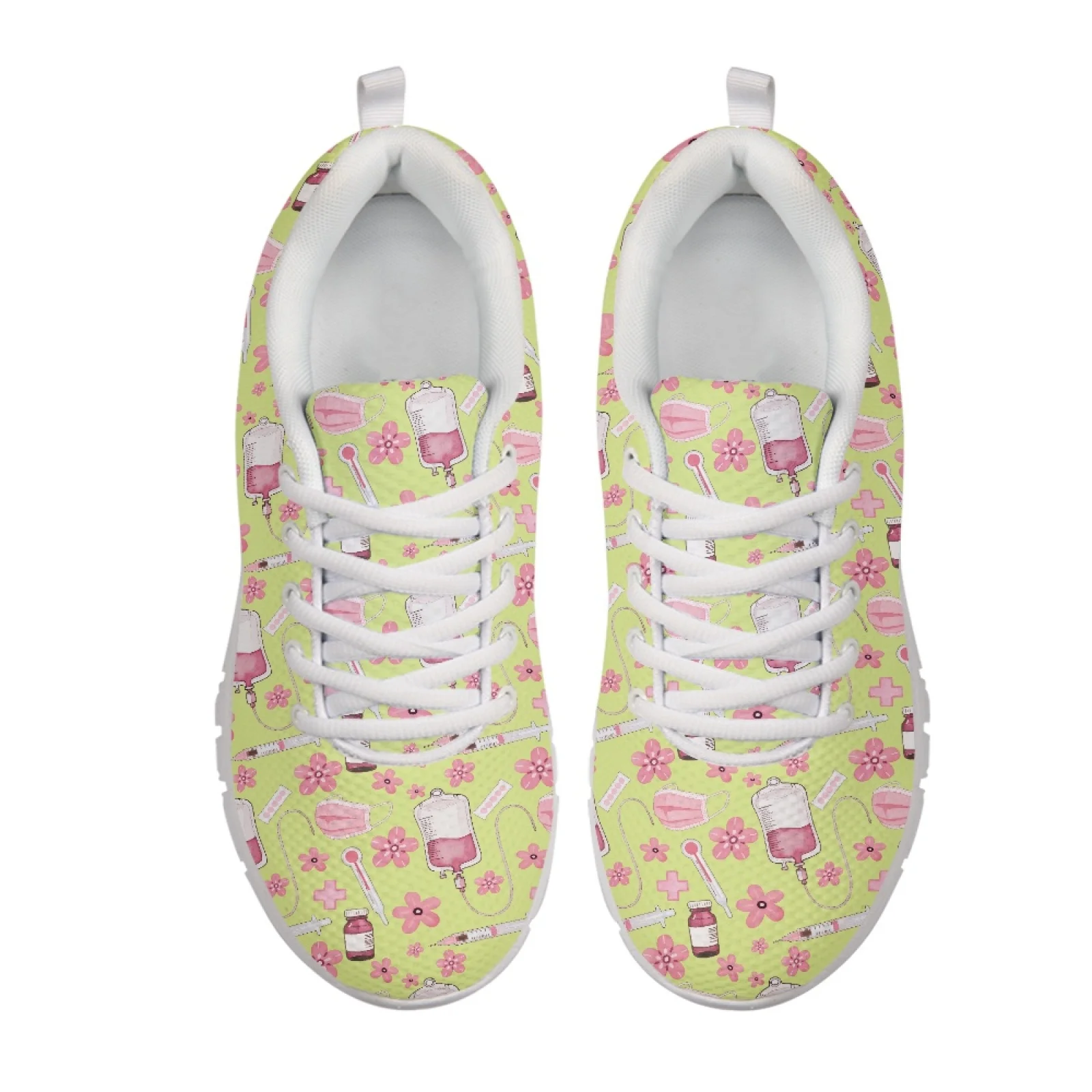 Coloranimal Pink Medical Floral Mesh & EVA Sole Men's Jogging Shoes Casual Walking Shoes for Women New Trend