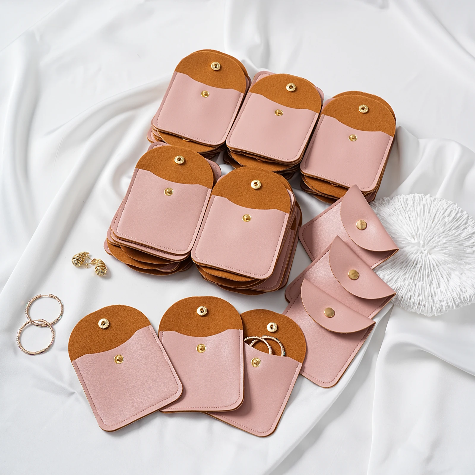 50/10/1pcs PU Leather Jewelry Packaging Pouches Wedding Party Christmas Candy Bag Earring Necklace Gift Bags Jewelry Organizer