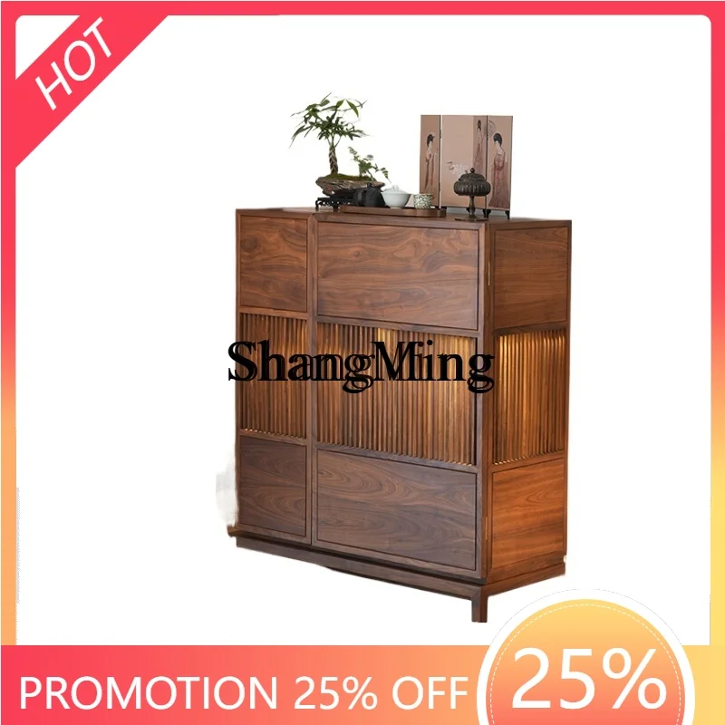 CL  Premium New Chinese Edge Entrance Cabinet Black Walnut Tea Storage Zen Decorative Cabinet