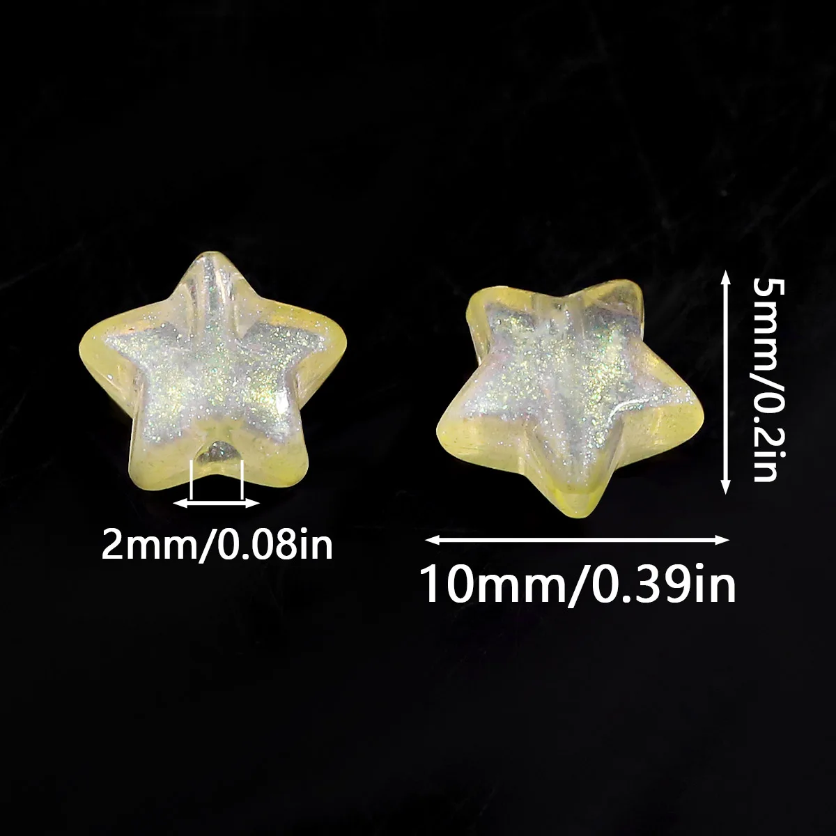 100/200pcs 5X10mm Yellow Color Five-pointed Star Acrylic Beads Spacer Beads for Jewelry Making DIY Handmade Bracelets Accessory