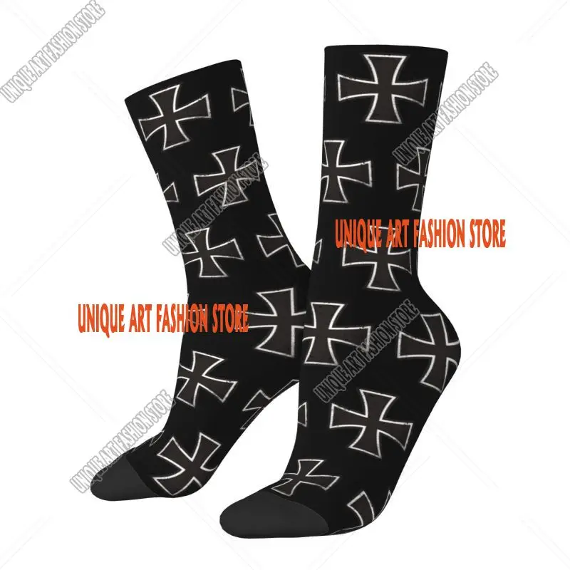 Cute Print German Iron Cross Socks for Women Men Stretchy Summer Autumn Winter Crew Socks