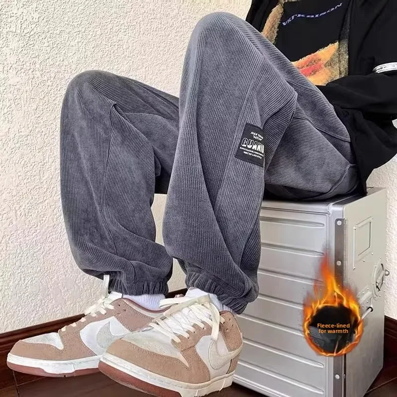 

Thiened Fce Warm Sports Work Pants Loose Fit Trousers for Men Autumn Winter Casual Wear Resistant to Dirt And Wear