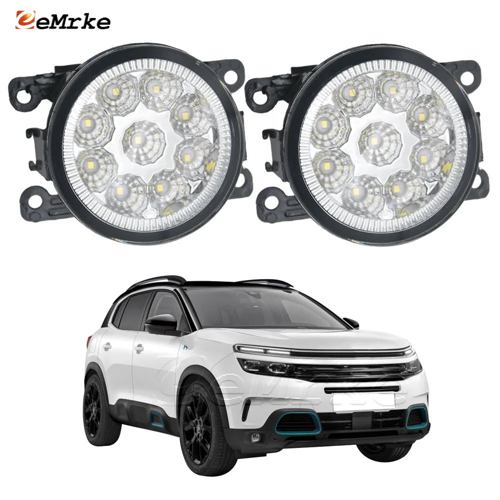 EEMRKE Car-Styling 9 Led Fog Lights DRL for Citroen C5 Aircross 2018 2019 2020 2021 H11 12V Car Daytime Running Lamp 2-PCS