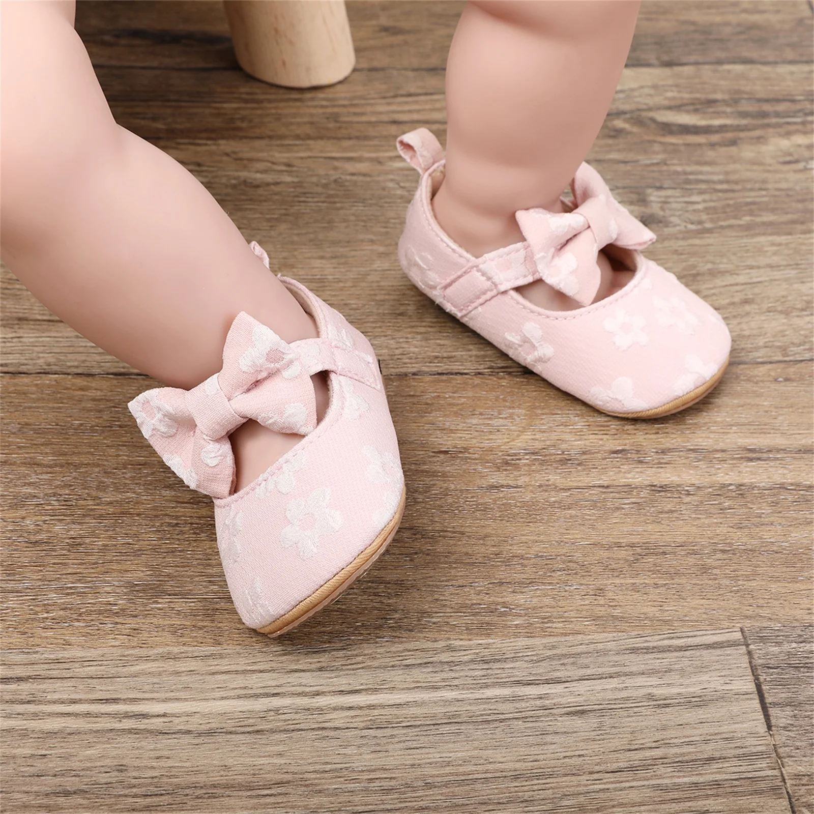 

Infant Baby Girls Shoes Non-Slip Soft Soled Flower Bowknot Flats Toddler First Walker Spring Summer Princess Shoes 0-18 Months