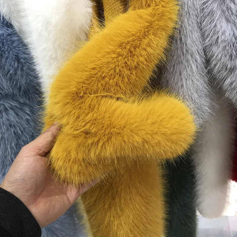 Villus Length 2.5-4cm Imitation Fox Fur Fabric Clothing Fur Collar Shawl Coat Toy Carpet Sofa Thickened Encrypted Plush Fabric