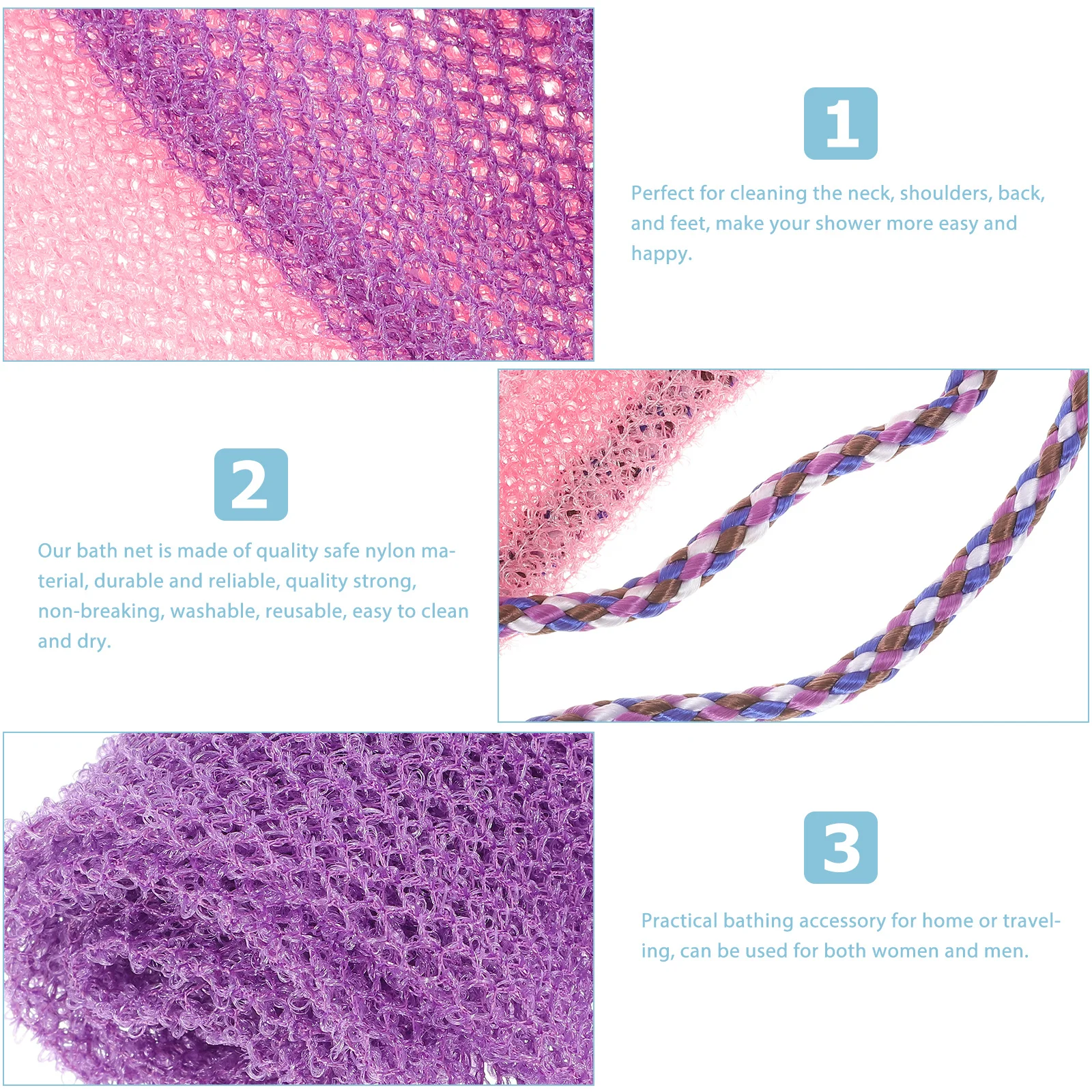 

2Pcs African Body Exfoliating Net Washcloth Shower Bath Scrubber Back Skin Cleanser Mesh Brush African Wash Net