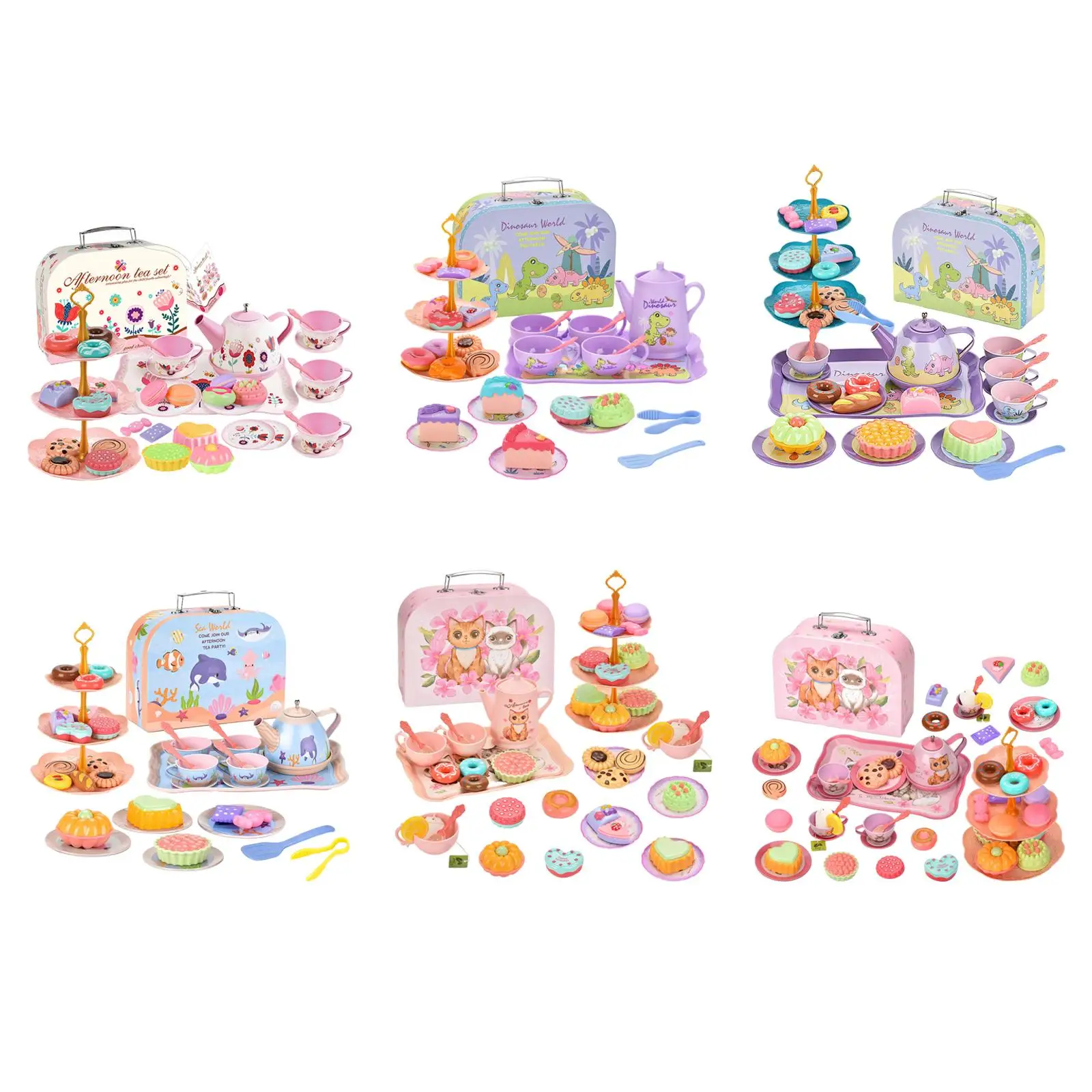 Pretplay Accessoires Dessert Rollenspel Kinderen Theeset Spelen Voedselaccessoires Afternoontea Speelset Voor 3 Jaar 4 5 6 Peuters