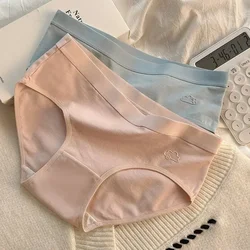 Soft Cotton Women Panties Macaron Color Cute Weather Pattern Mid-waist Underwear Triangle Panties Female Seamless Knitted Briefs