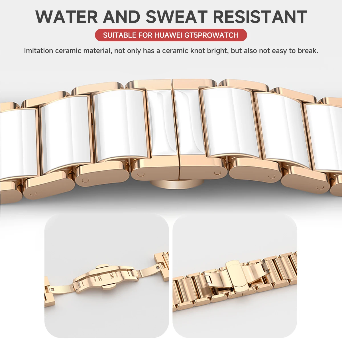 18mm Keramik-Edelstahl-Armband für Huawei Watch GT7 GT6 GT5 Pro GT4 41mm 42mm Damen Schnellwechsel-Metallarmband Ersatzteile – Detail 8