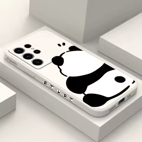 Panda Back Phone Case For Samsung Galaxy S25 FE S24 S23 S22 S21 S20 S10 S10E Ultra Plus FE Note 20 Ultra 10 Plus Cover