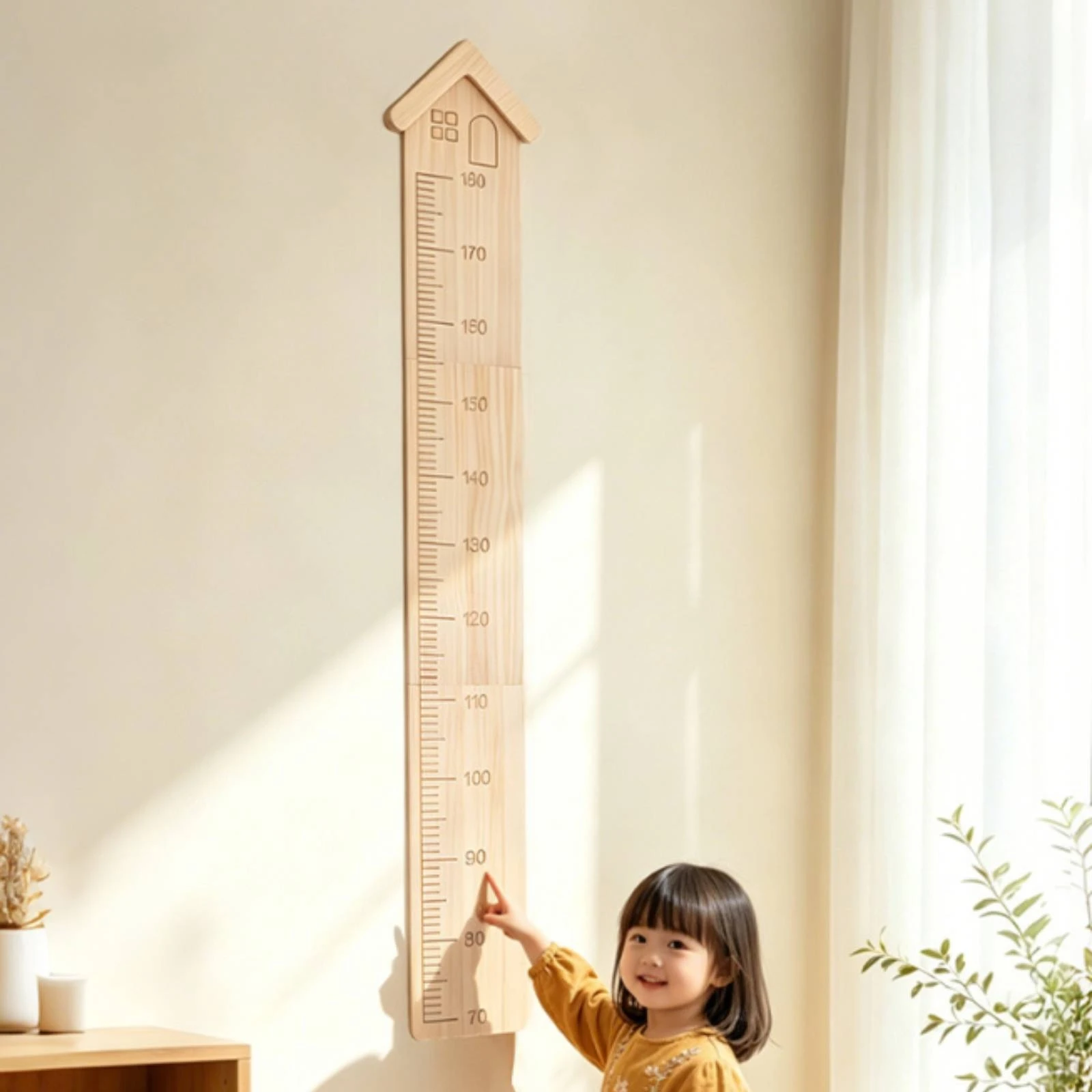Wooden Growth Chart Engraved Wall Growth Chart Wooden Height Ruler Damageundamaged Natural for Children, Nursery, Playroom