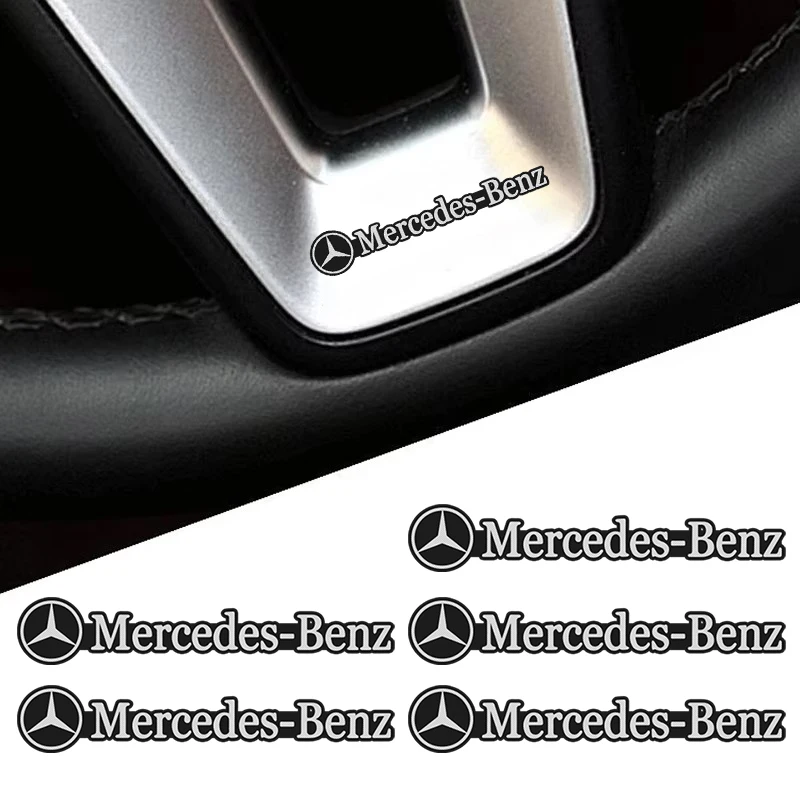 2/5/10Pcs Car Audio Decorate 3D Aluminum Badge Emblem Sticker For Mercedes Benz AMG W210 W108 W168 GLC W176 W124 W126 W140 W169