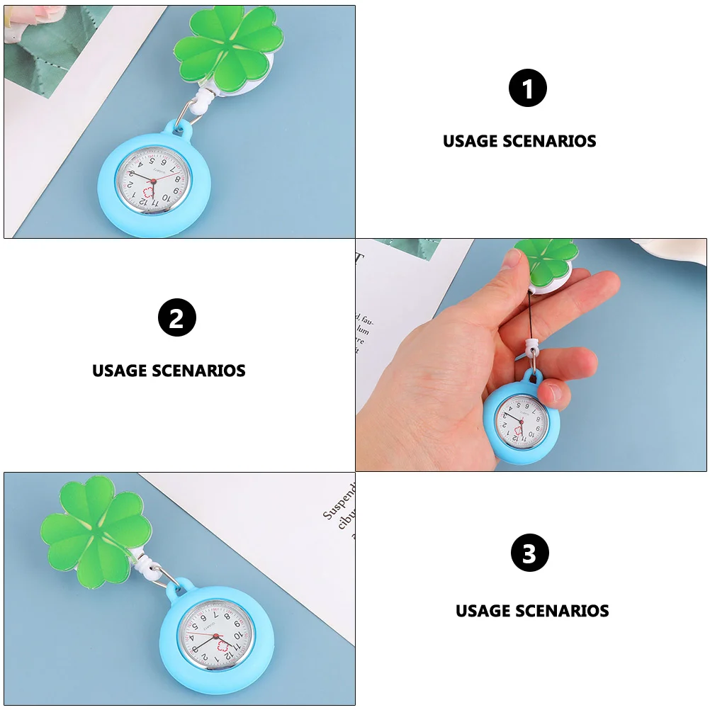 2 قطعة ساعة ممرضة احترافية قوية معلقة قابلة للسحب ساعة جيب للممرضات مع قرص واضح تصميم مريح وخفيف الوزن