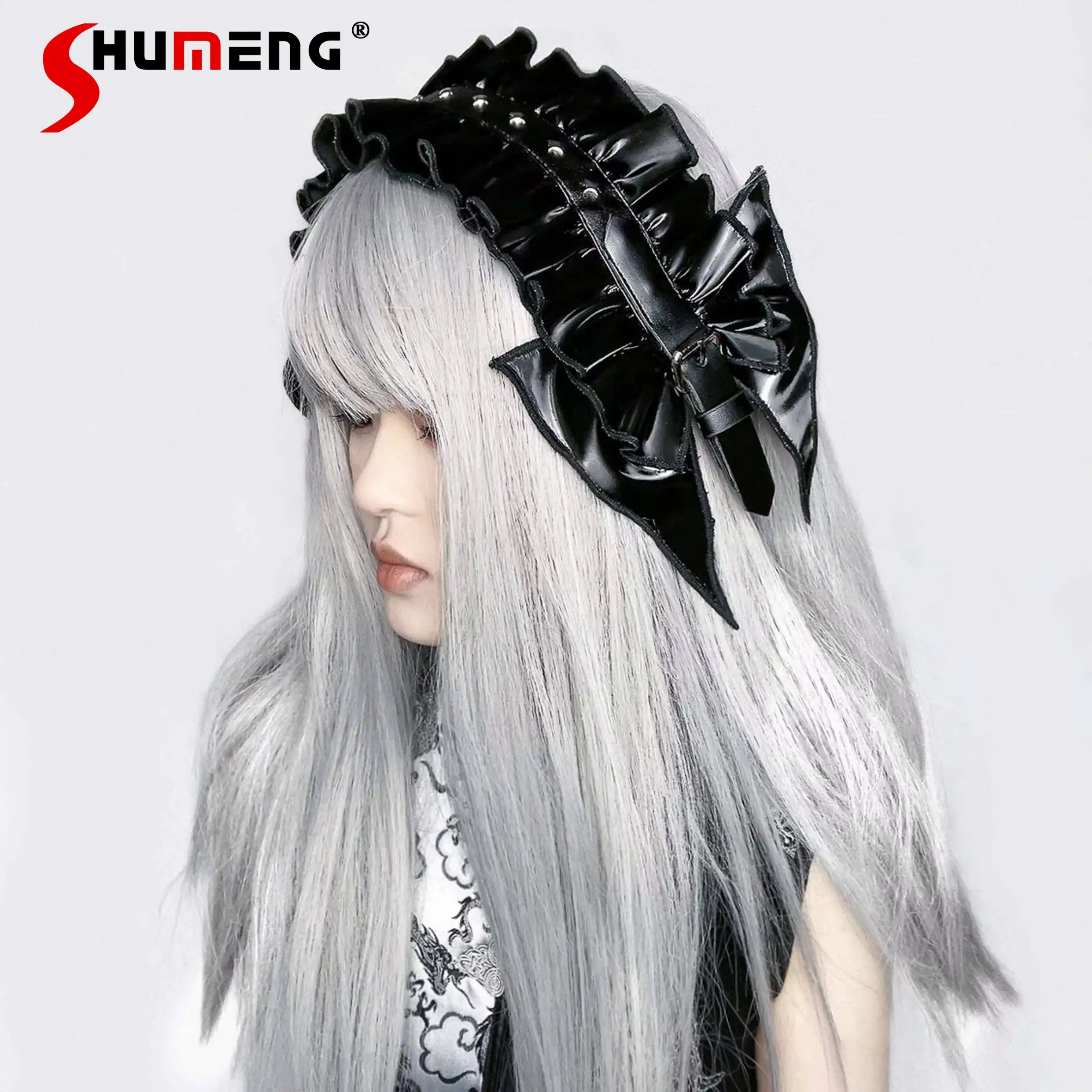 original-subculture-gothic-black-leather-headband-for-women-gothic-punk-style-sweet-cool-fashion-bow-headband-y2k-hair-accessory