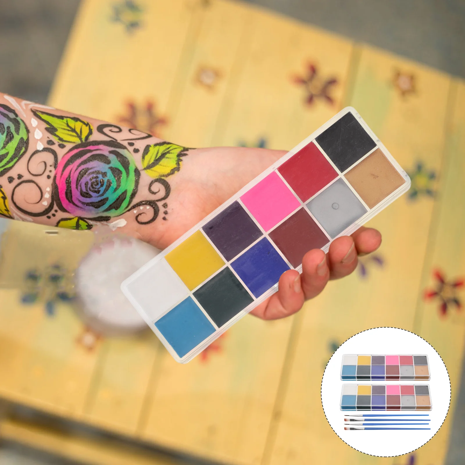 2 قطعة 12 لون طقم الطلاء هيئة الفن ماكياج المياه القائمة للغسل الوجه الجسم الطلاء للبالغين تأثيري مهرجان مرحلة السفر #1