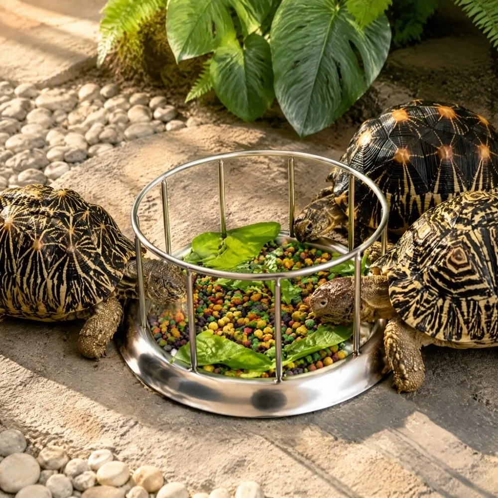 Stainless Steel Reptile Food Bowl Smooth Edge Corrosion Resistant Water Turtle Dish Lightweight Easy Clean Tortoise Feeder Bowl