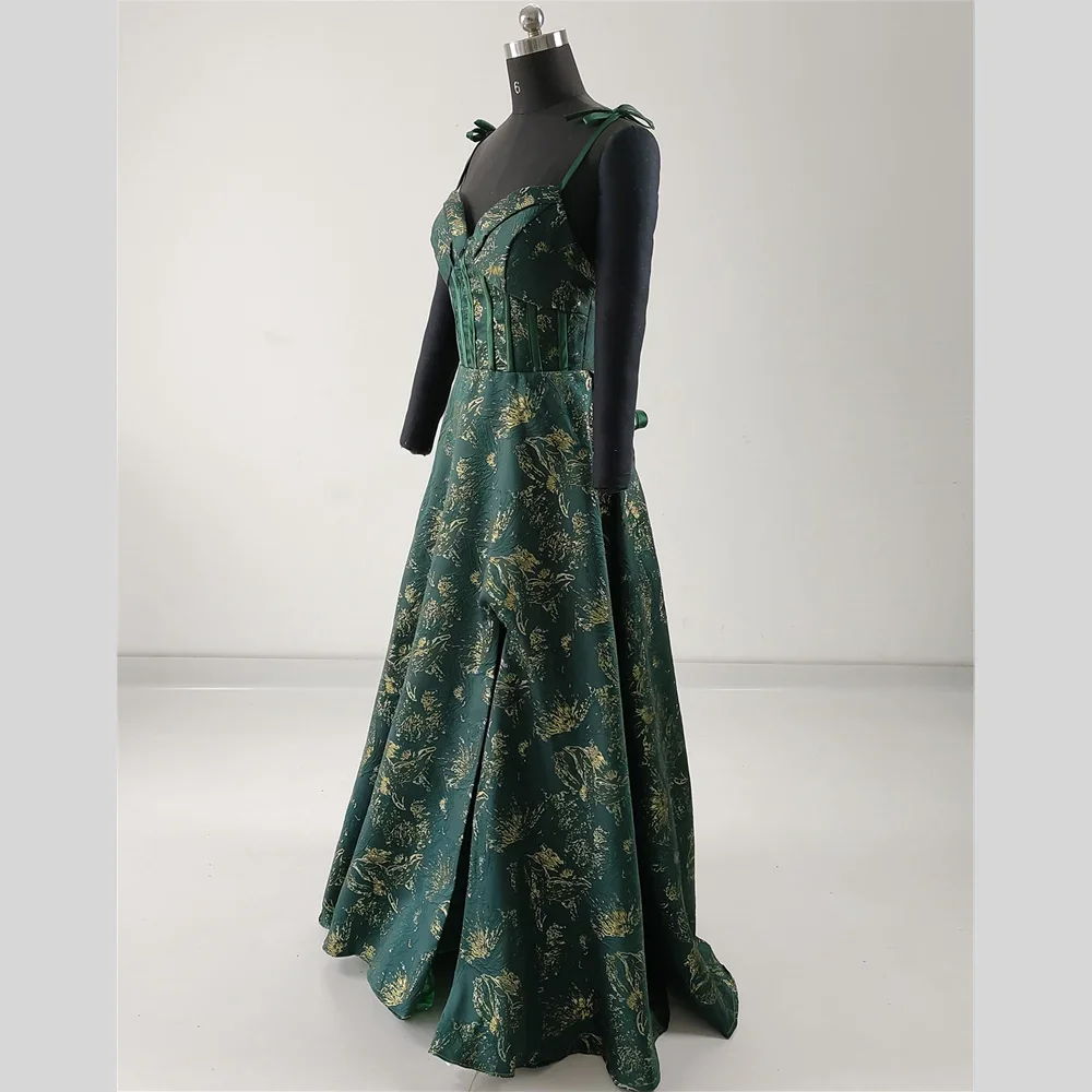 Evening Dresses Quality Design Dark Green Spaghetti Straps Floor Length A-Line Plus Size Women party Formal Gowns Customziation