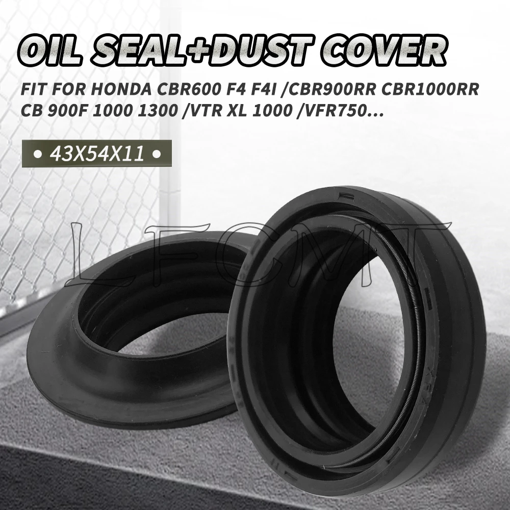 43X54X11 Fork Damper Oil Seal Dust Cover Fit for Honda CBR600 F4 F4I CBR900RR CBR1000RR CB 900F 1000 1300 VTR XL 1000 VFR750 X11