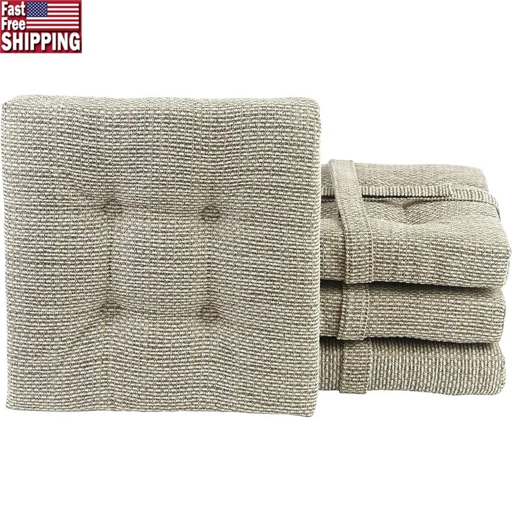 

Non-Slip Gripper Square Stool Cushions Tufted Kitchen Dining Bars Cafes Set of 4 Comfortable Durable Furniture Pads