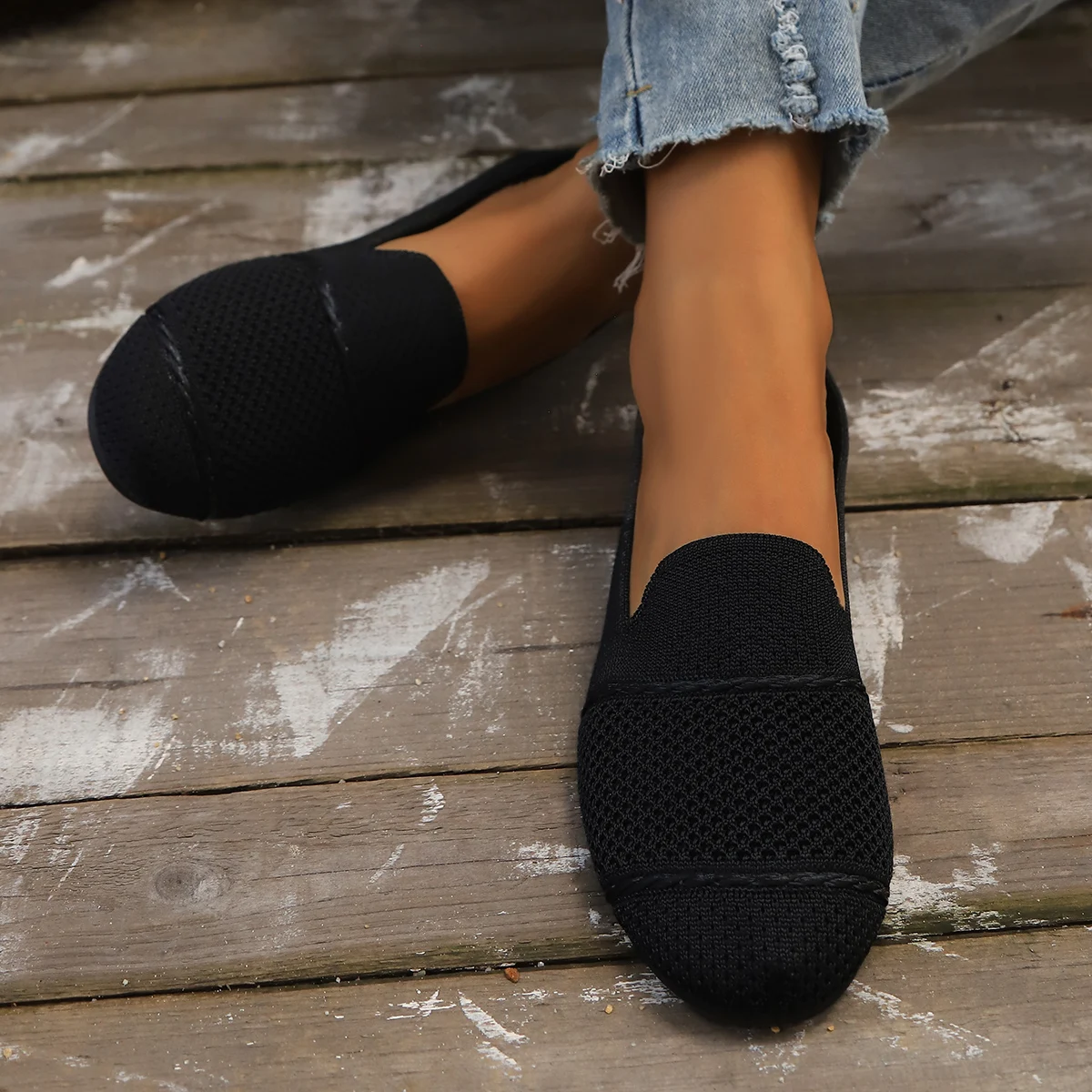 Schuhe für Damen, Frühjahrskollektion, neue Landschaftsmotive, bestickte Schuhe, im nationalen Stil, runde Schuhspitze, weiche Sohle, bequem, zum Hineinschlüpfen, für Damen mittleren Alters, Freizeit-Schuhe. – Detail 7