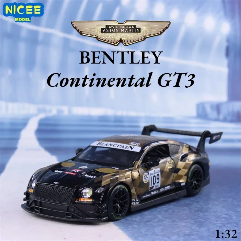 1:32 Bentley Continental GT3 sports car Diecast Metal Alloy Model car Sound Light Pull Back Collection Kids Toy Gifts A113