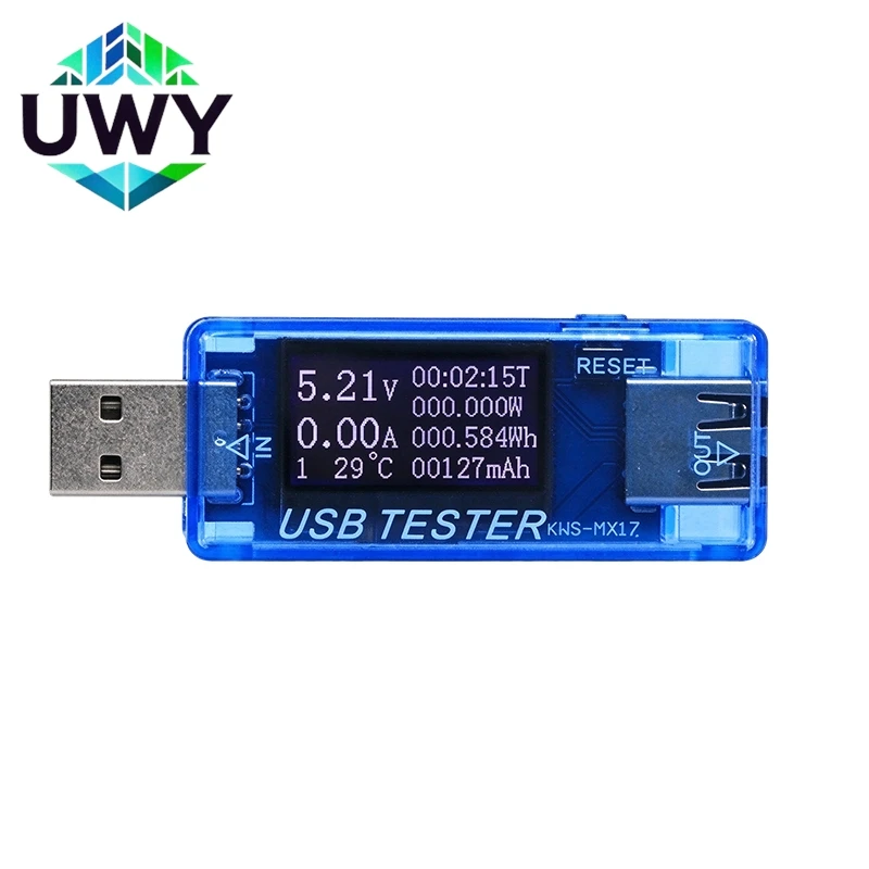USB Tester 4-30V 5A Digital Voltmeter Ammeter, USB Power Meter Voltage Current Capacity Temperature Monitor