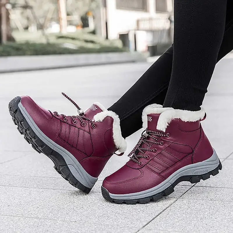 Large Dimensions Warm Pads Woman Red Shose Breathable Hiking Shoes Walking And Hiking Shoes Sneakers Sport Wide Foot