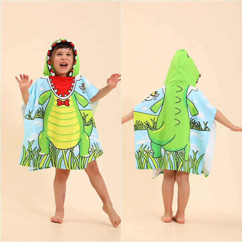 Serviette de piscine pour enfants, Cover-Up pour bébé, Poncho de Surf, garçon et fille, licorne requin, à capuche, serviette de plage, costume de bain, Robe à langer