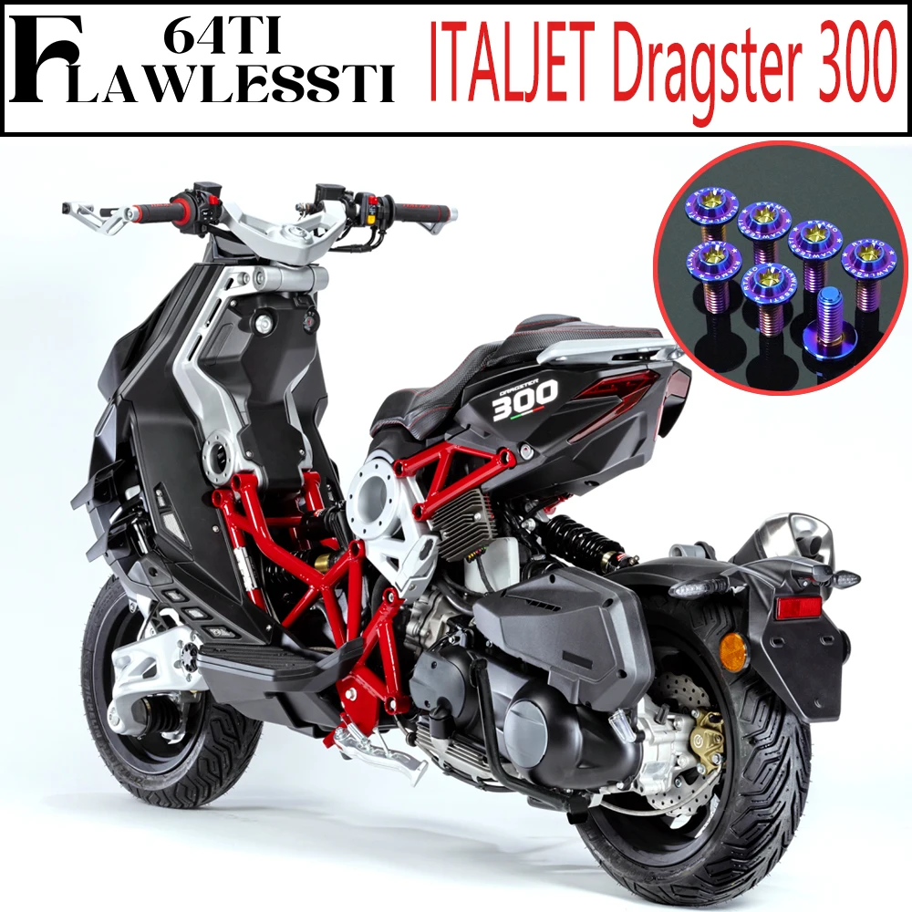 FLAWLESSTI Gr5 Titanium Bolt Front Rear Frame Fender Shock Pipe Swingarm Bolt Rear Axle Nut For ITALJET Dragster 300