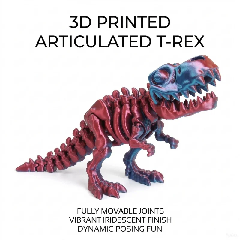

3D Printed Dragon Set Crafts Model Decoration Fidget Toy Rotatable Tyrannosaurus Rex Skeleton Dinosaur Gift for Kids Birthdays