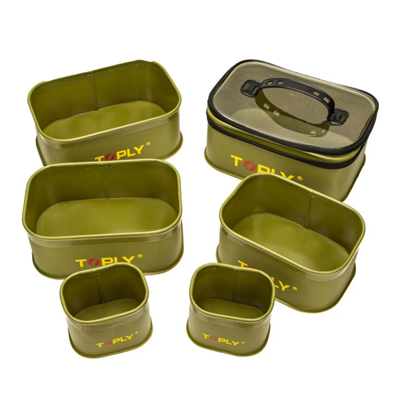 TOPLY 6 PCS Thickened Portable Fish Box Waterproof Fishing Gear Bag Large Capacity Outdoor Camping Wearable