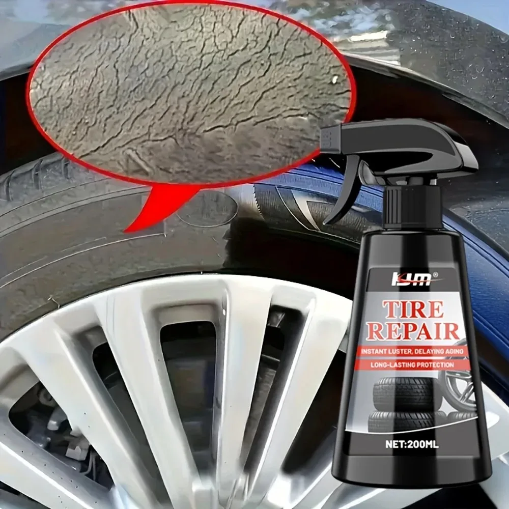 

Спрей для шин KJM 200 мл, черный, сияющий — быстрое восстановление блеска для шин, пластика и резины, защищает и придает яркость