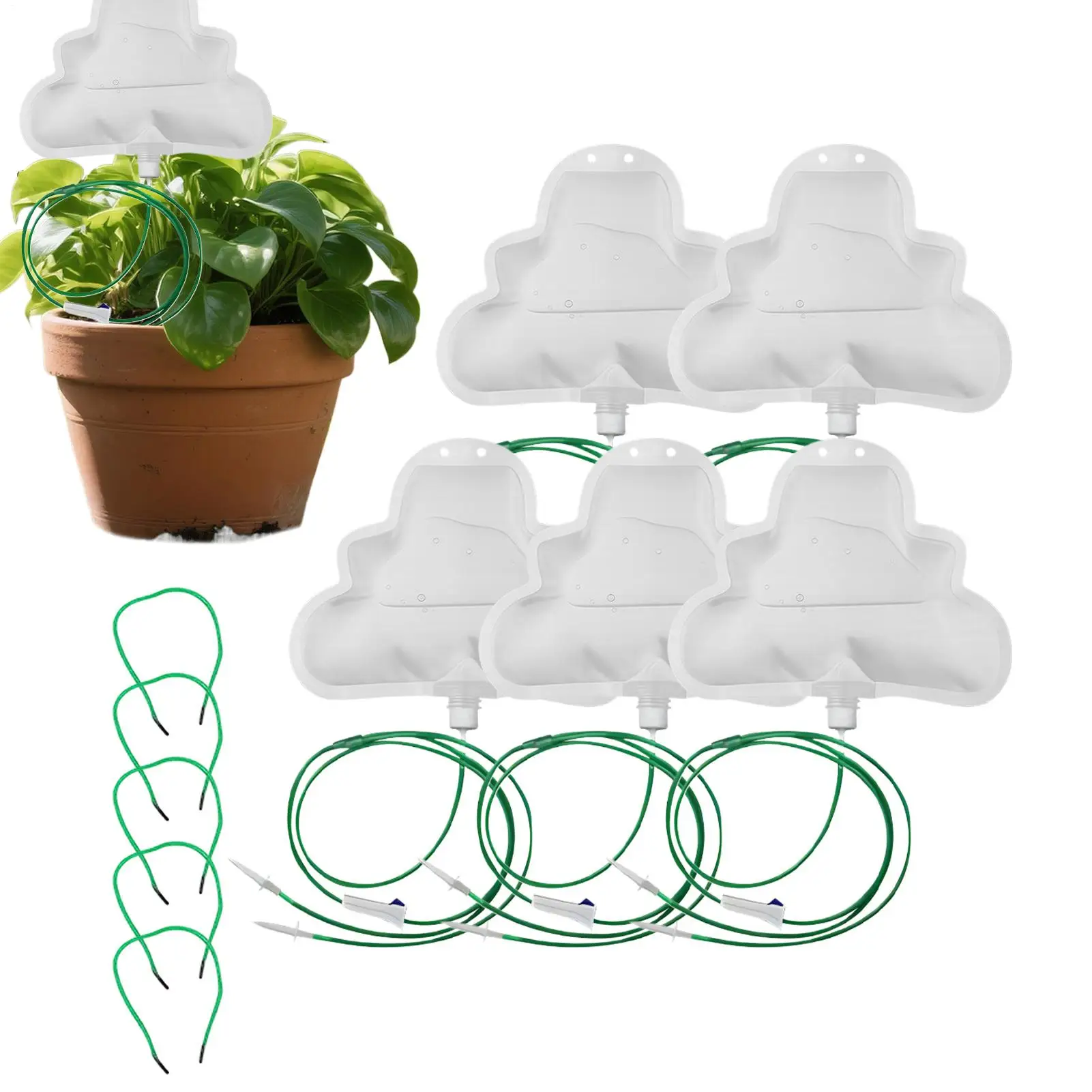 Vacation Watering System for Plants 5 Pieces 500mL Cute Adjustable Bag Plant Watering Devices for Raised Bed Greenhouse Outdoor