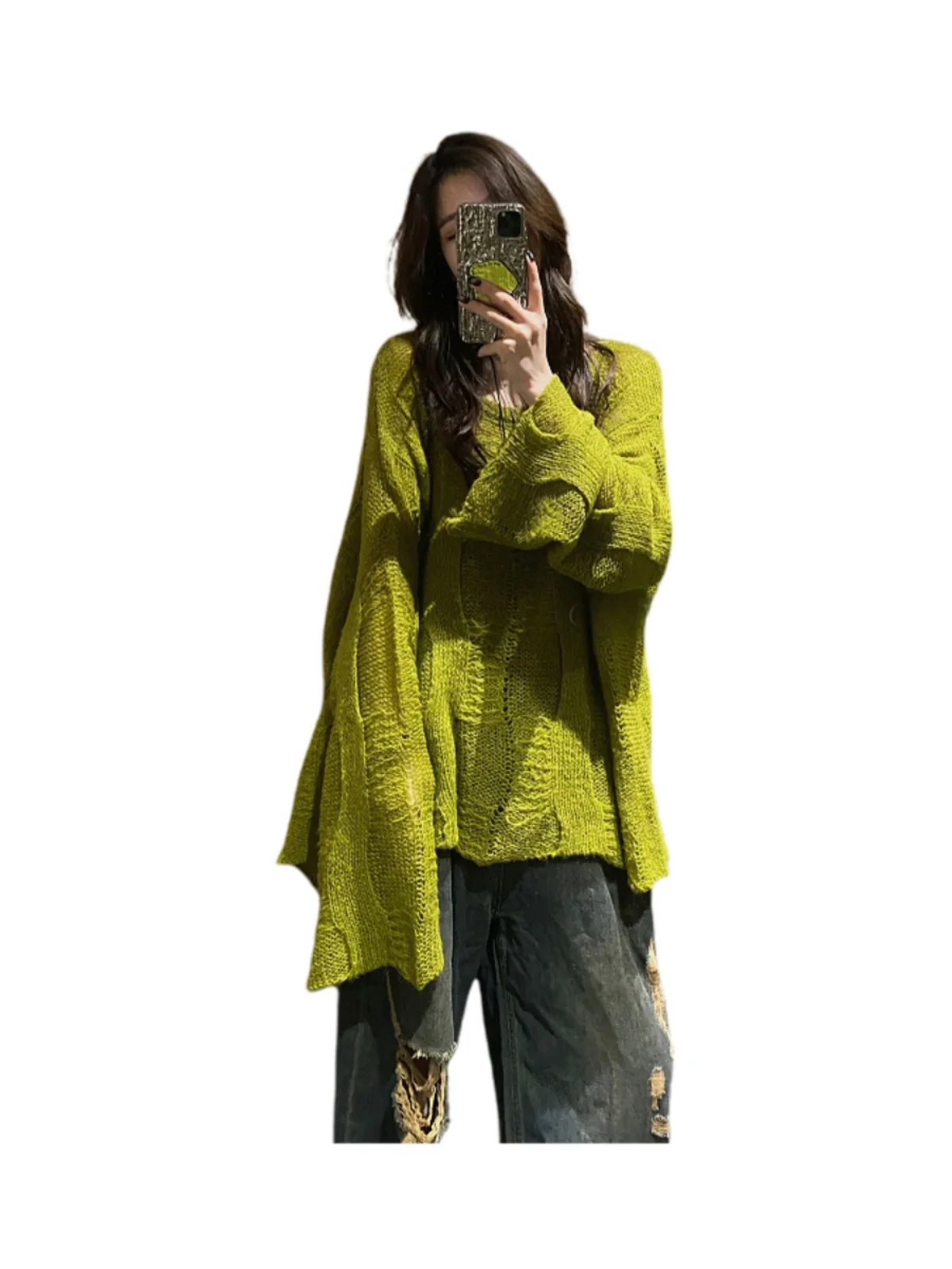 Loose Fit Long Sve een gebreide trui Koreaanse Sle Casual vroege herfst top voor dames plus maat Design Sensation