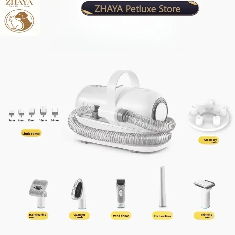 ZHAYA Multi Function Pet Clipper Grooming Trimmer Dog Cat Electric Shears Hair Cutting Comb Set Professional Kit Removable Blade