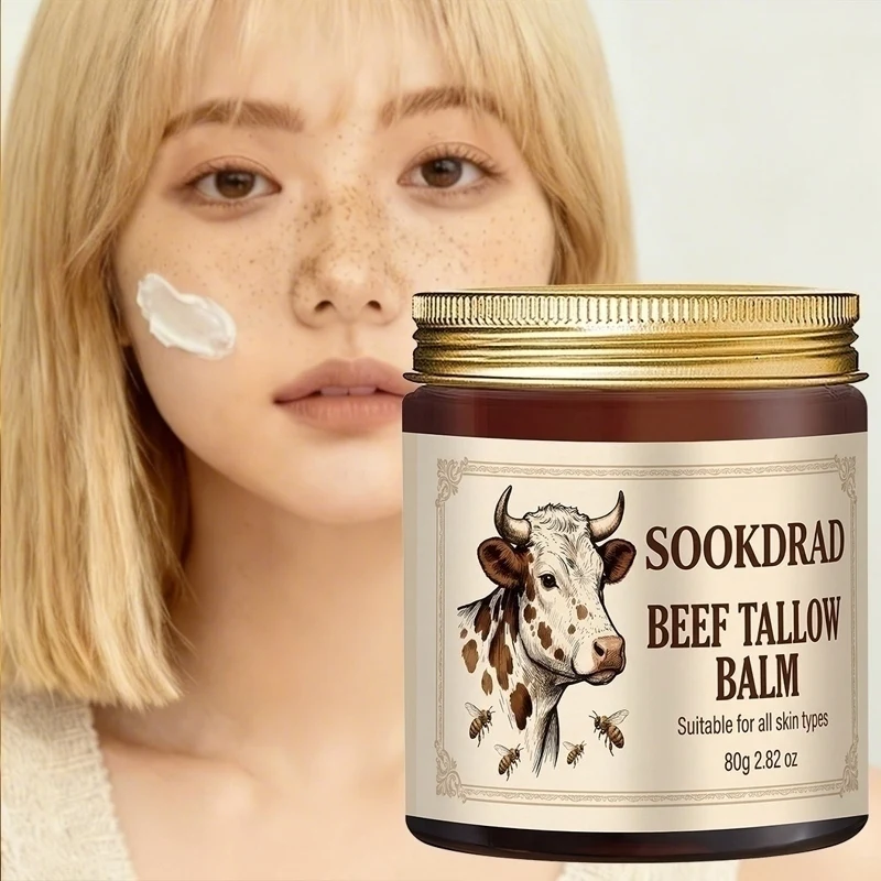 Natural Beef Tallow Balm, Honey Extract, Moisturizing, Face/Hands/Body, All Skin, 80g, Daily Use