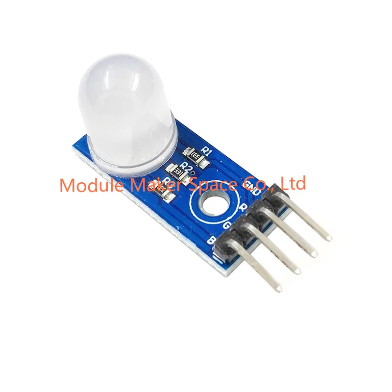 DC5V 10mm RGB LED Module - Common Cathode, Tri-Color (Red Green Blue), Programmable Full-Color LED for Arduino/DIY