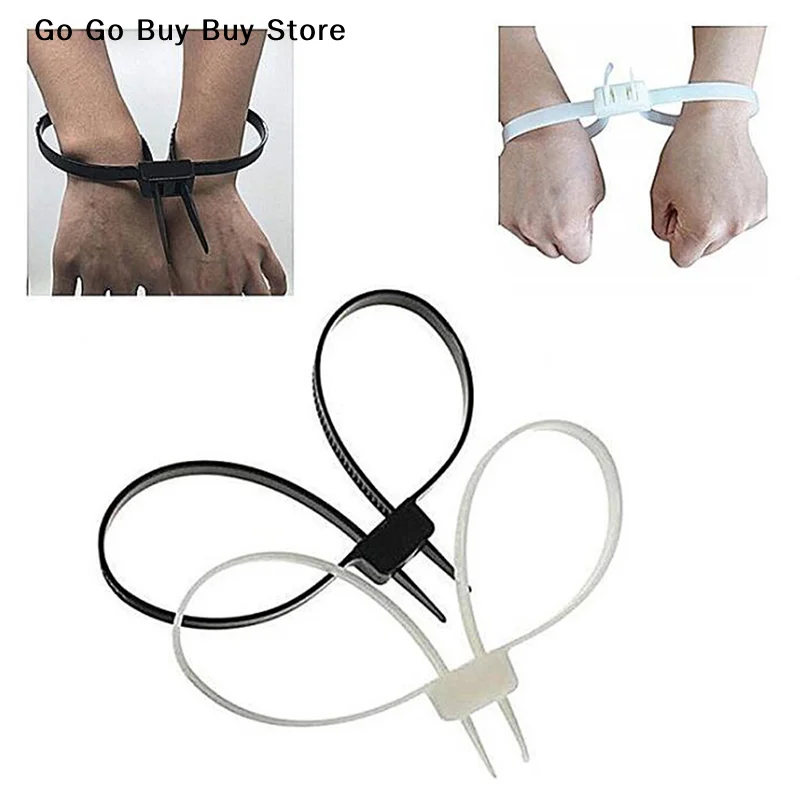【S】1Pc High Quality Police Plastic Handcuffs Flesxible Self-Locking Cable Zip Ties Double Head Heavy Duty Nylon Cable Tie