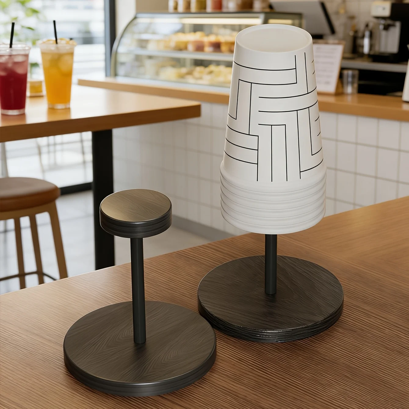 

Suitable for coffee, tea, and water cups - desktop cup holder with stand, ideal for offices, commercial use, cafes, and restaurants, durable and stylish design, perfect for home or office, a great addition to coffee bars.