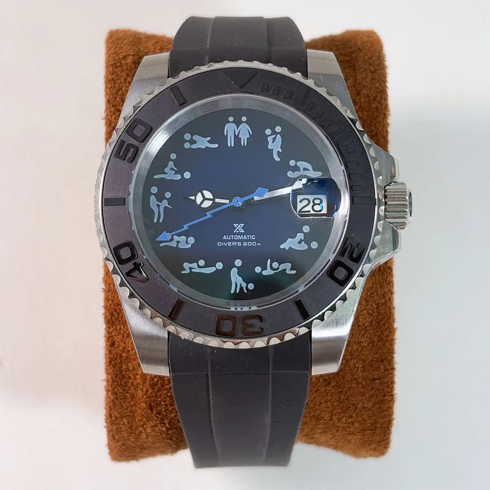 Blue Submariner 40mm Watch 5BAR Waterproof Sapphire Glass 316L Stainless Steel Suitable for NH35 Movement Single Turn bezel