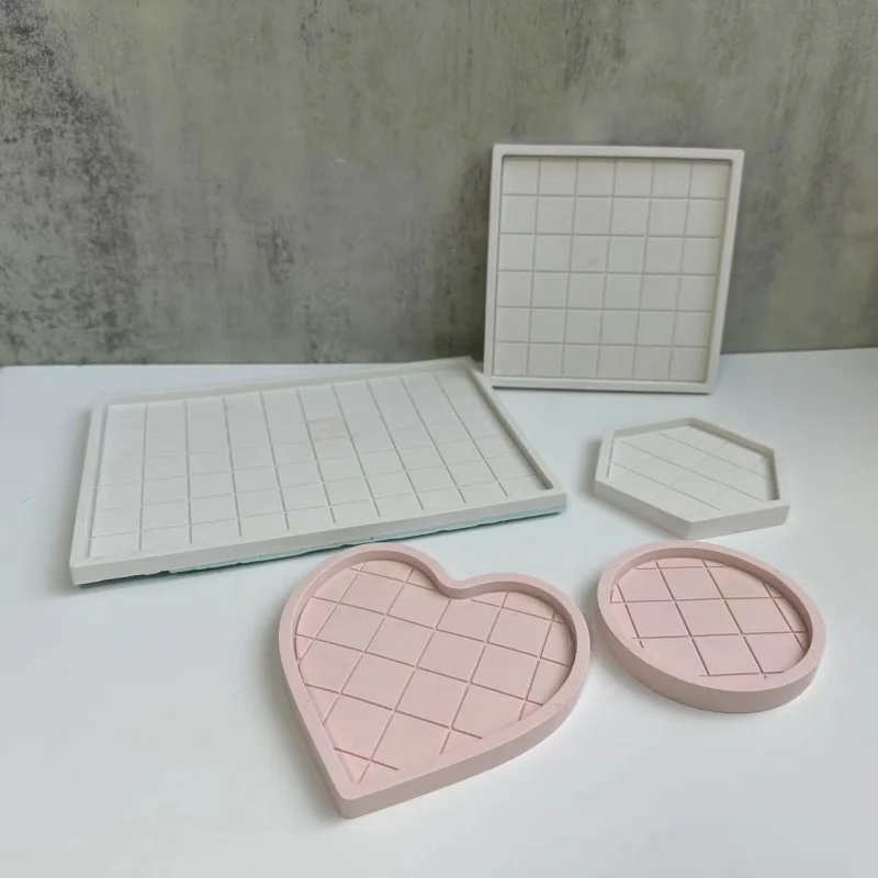 Chessboard Lattice Tray Coaster Silicone Mold Storage Dish Plaster Mold Epoxy Mold