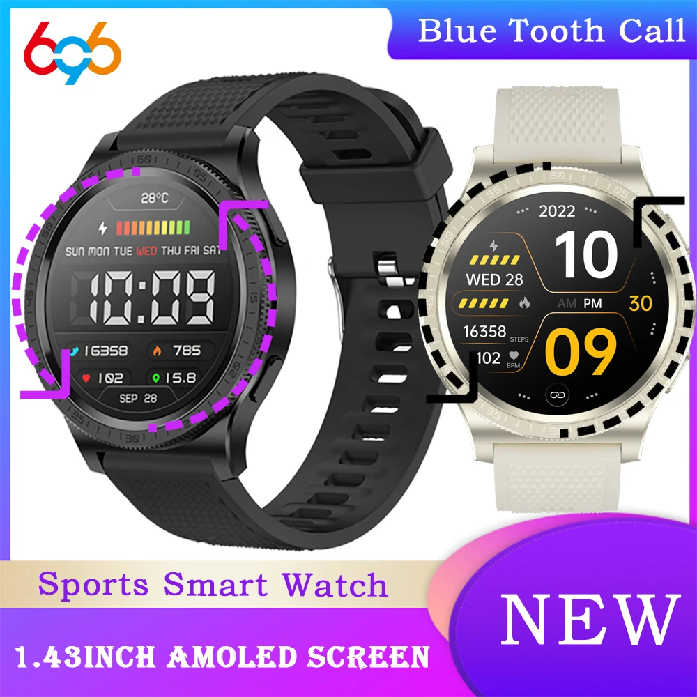 

Outdoor GPS Sports Smart Watches Men Rotating Physical Dial AMOLED Screen Heart Rate Monitor BT Call Waterproof Smartwatch Women