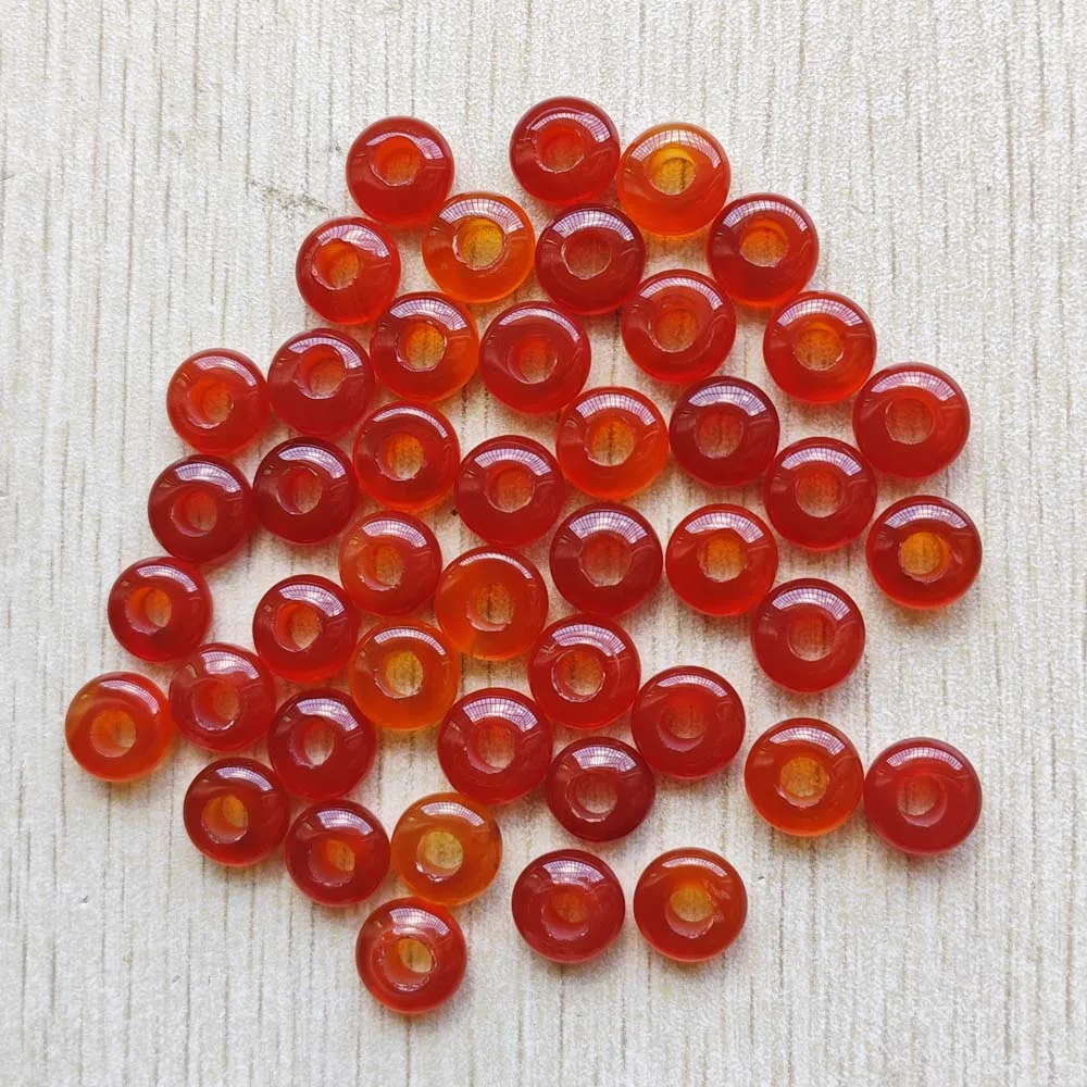 Fashion good quality natural stone mix round charms big hole charms beads 10mm for jewelry making 50pcs wholesale free shipping