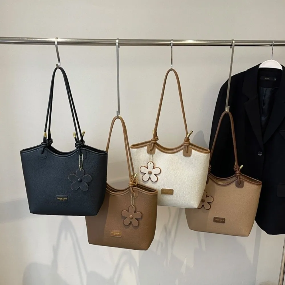 

Fashion Portable Women's Shoulder Bag PU Leather Large Capacity Handbag Waterproof Multifunctional Shopping Bag