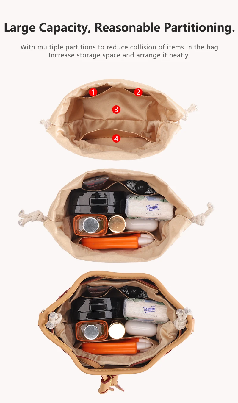 CRAZYSMITH Bag Organizer For LV Nano Noe Handbag Dupont Paper Inner Bag Insert Storage Bags Drawstring Liner Bag Support Shaper