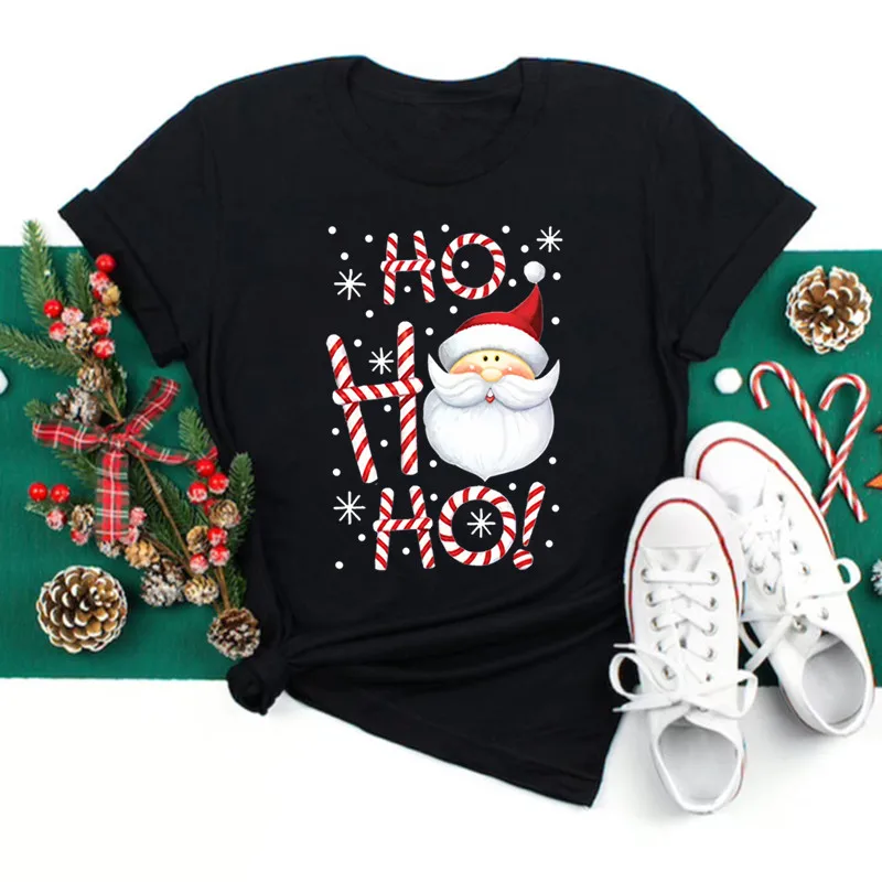 

Women's Christmas Santa Claus Printed Casual Round Neck T-Shirt Short Sleeved Harajuku Streetwear Tops Tees Y2k Tops